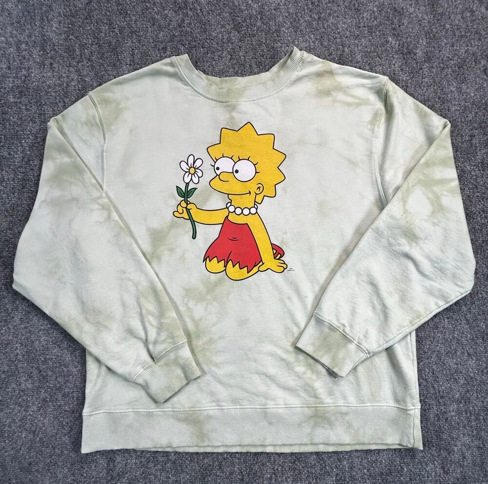 The Simpsons Lisa Simpson Tie Dye Sweatshirt Women's 2XL Green Graphic